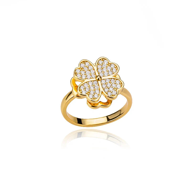 Dazel – Bague Anti-Stress Tournante Trèfle à 4 Feuilles