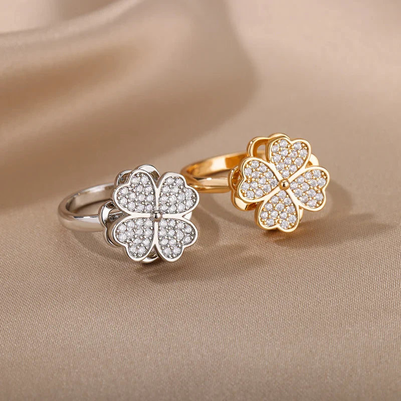 Dazel – Bague Anti-Stress Tournante Trèfle à 4 Feuilles
