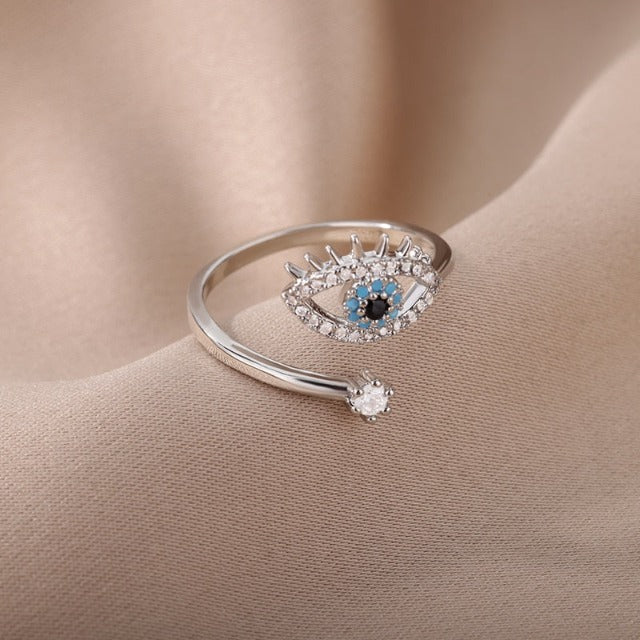 Amaris – Bague Protectrice Œil Bleu et Diamant