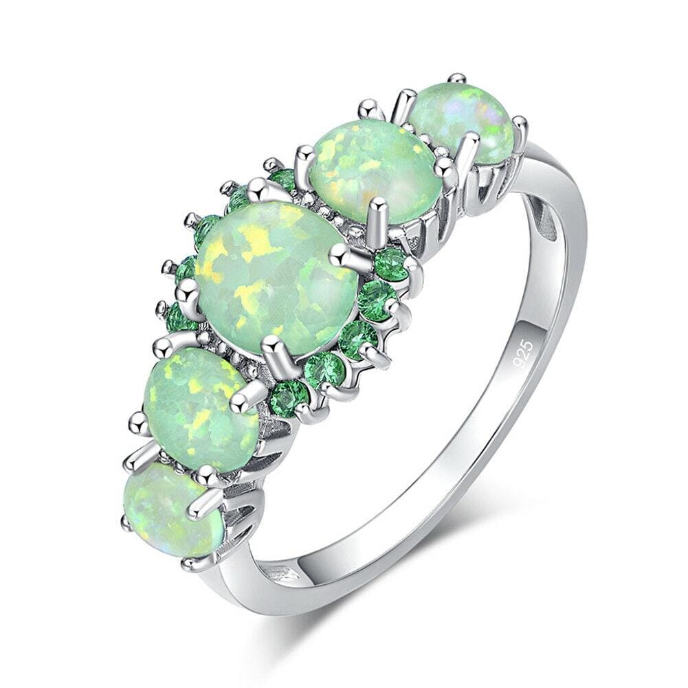 Toni – Bague Opale Verte & Émeraude