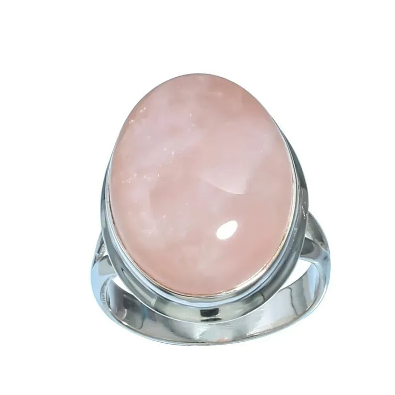 Rosalya – Bague Vintage en Argent et Quartz Rose