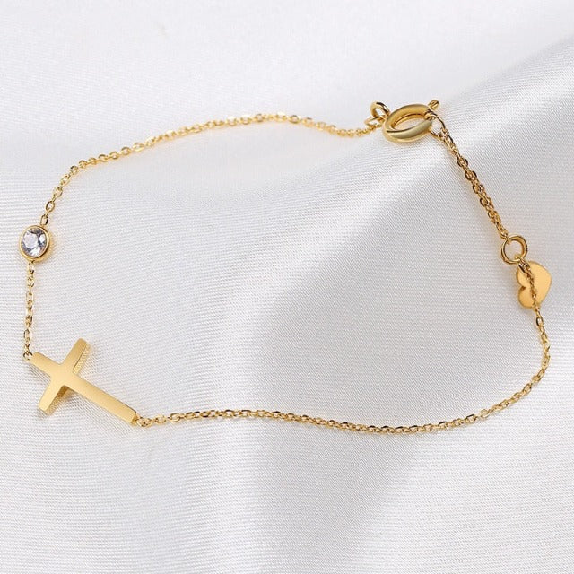 Althea – Bracelet avec Croix pour Femme en Or & Argent