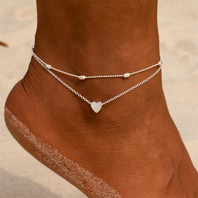 Selene – Bracelet de Cheville Bicolore Or & Argent