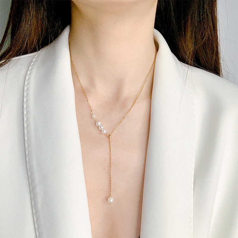 Collier en perles d'eau - Collier superposé de perles