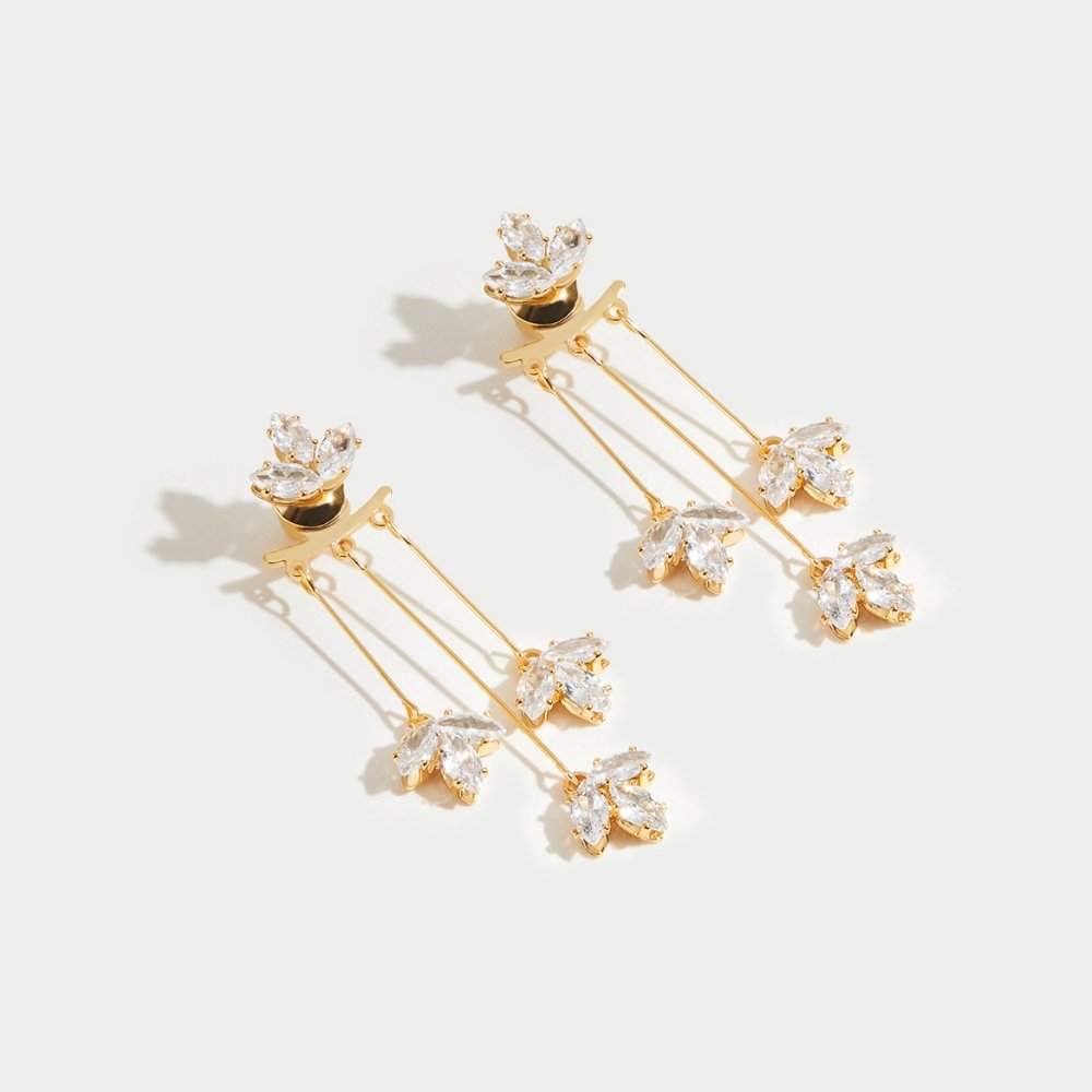 Karen – Boucles d’Oreilles Cascade Lotus en Cristal