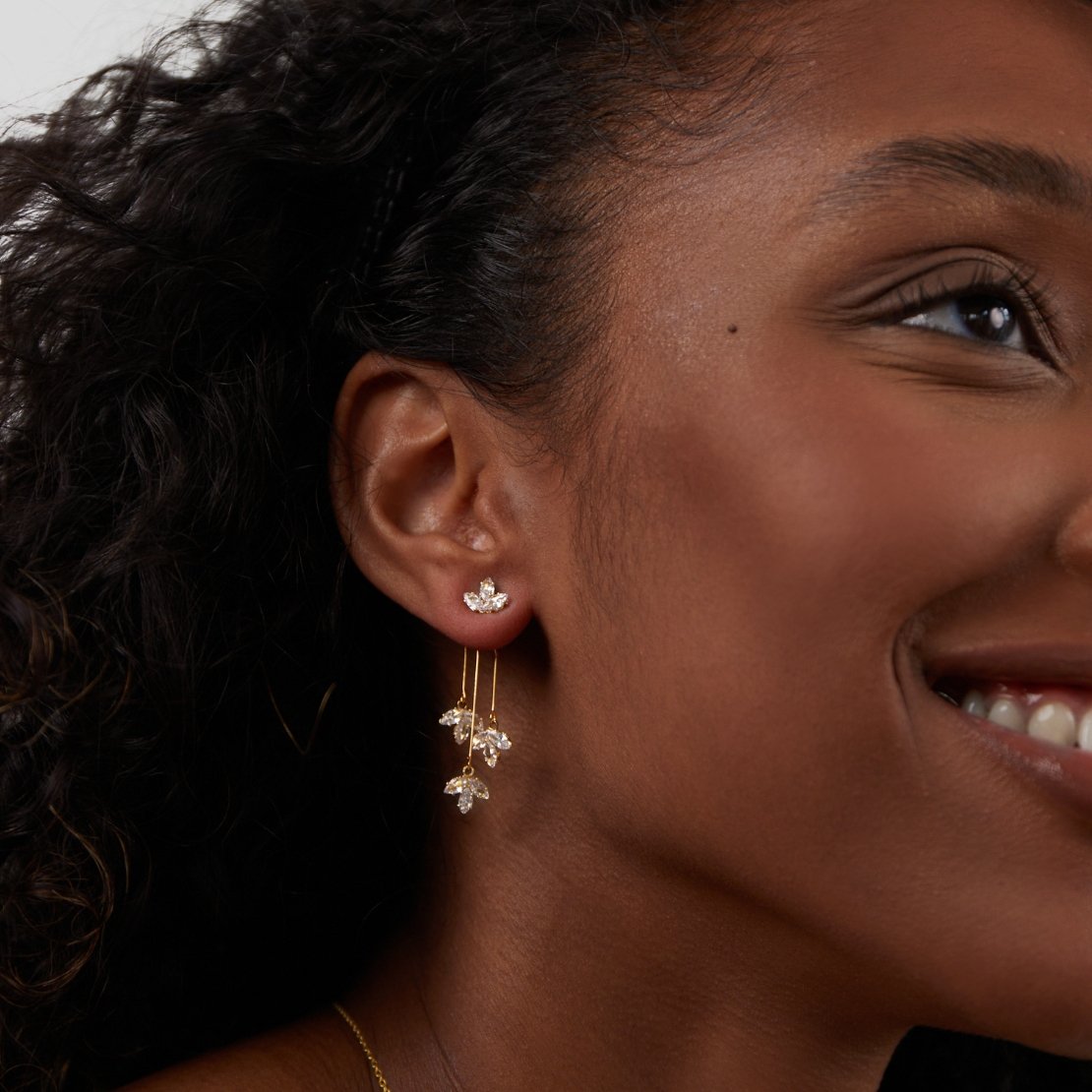 Karen – Boucles d’Oreilles Cascade Lotus en Cristal