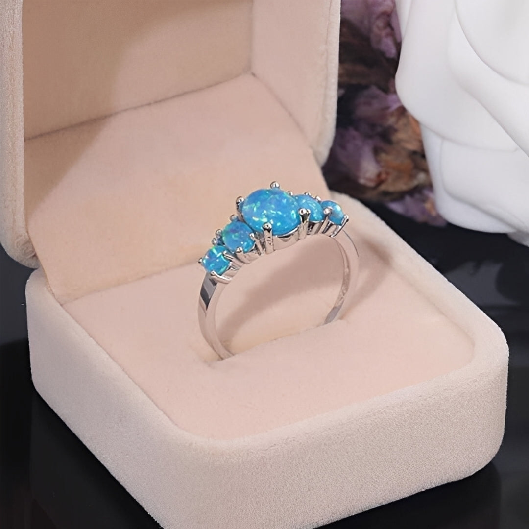 Merly – Bague Opale de Feu Bleue en Argent