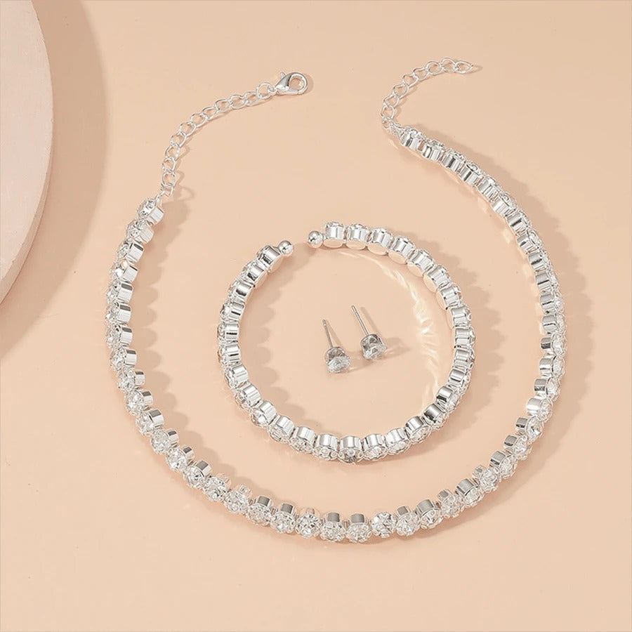 Roxan – Set 3PCS Collier et Boucles d'Oreilles Diamants