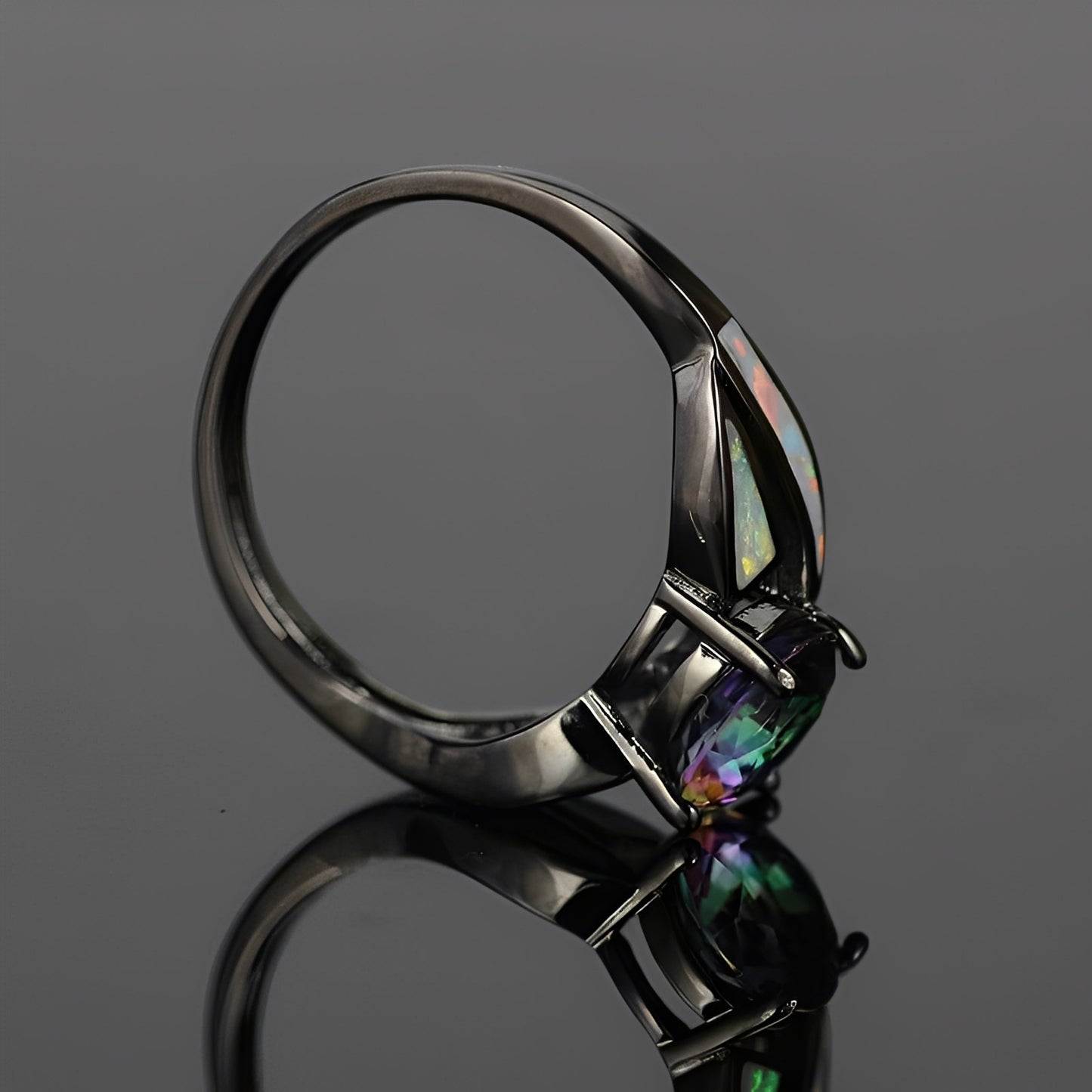 Mirella – Bague Arc-en-Ciel en Opale et Topaze