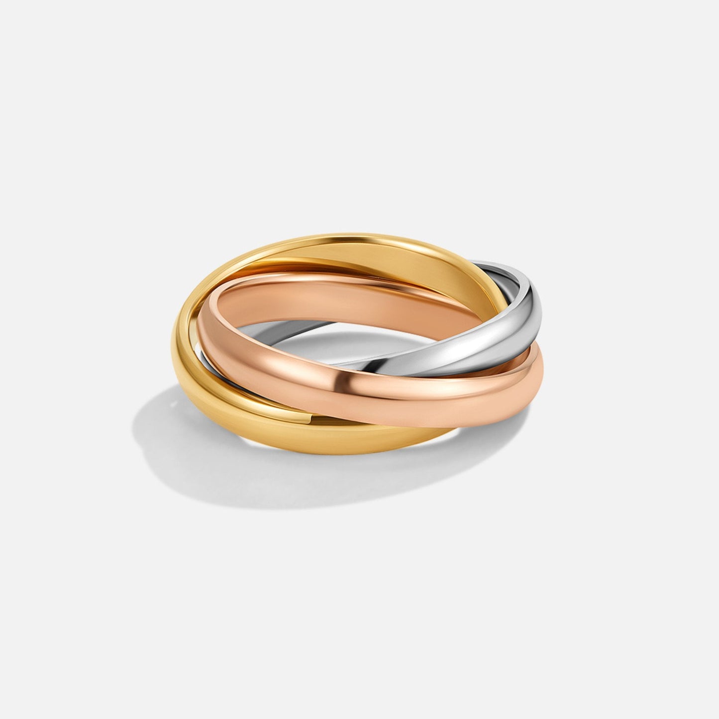 Elena – Bague Triple Anneau Trois Tons Élégante