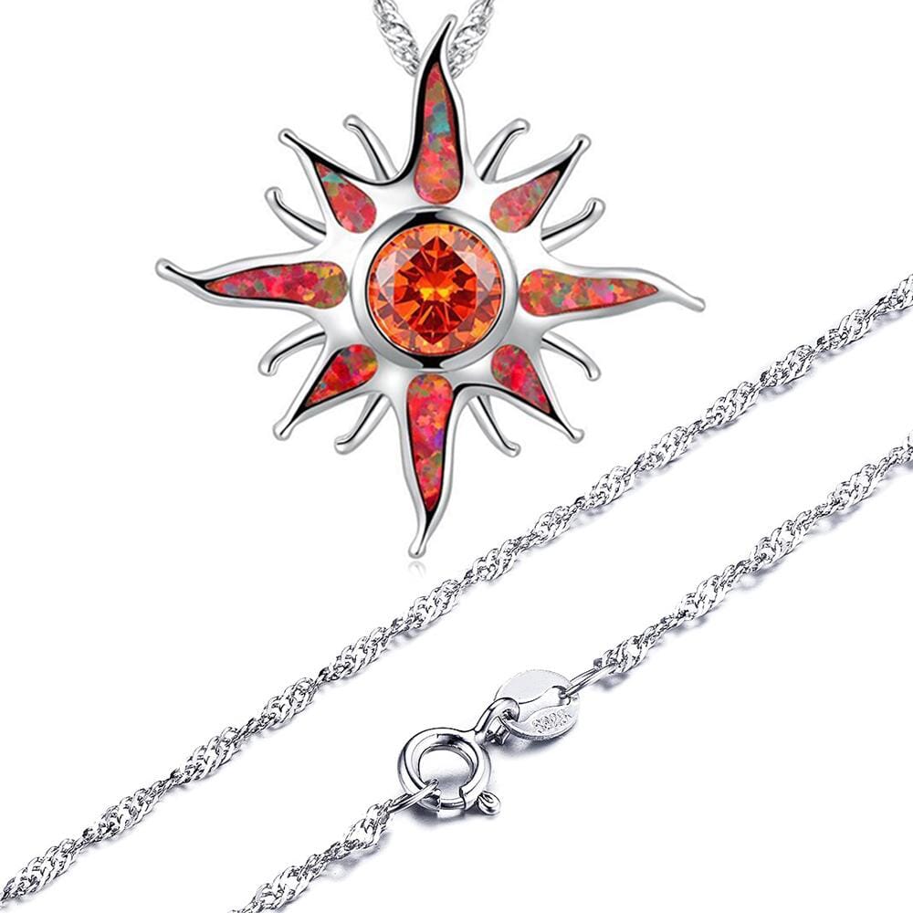 Yani – Collier Pendentif Éclat Solaire en Opale de Feu & Grenat