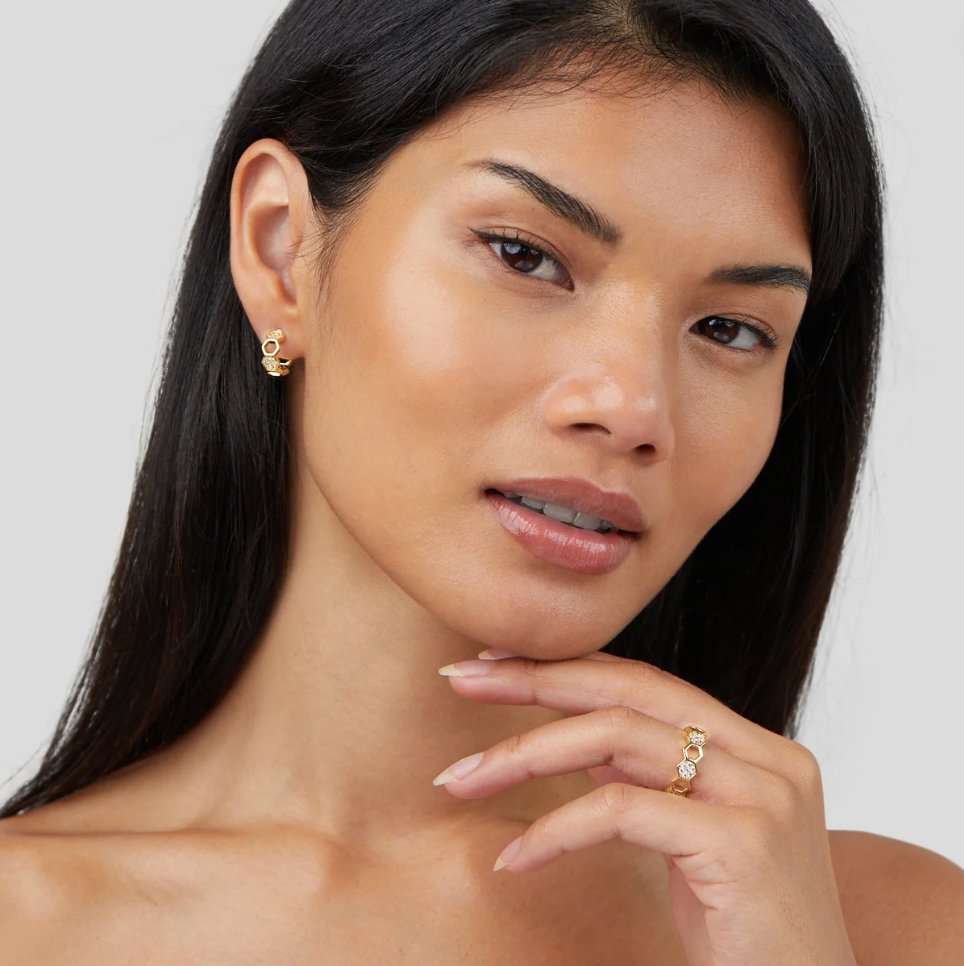 Melina – Bague Rayons de Miel en Or et Cristal