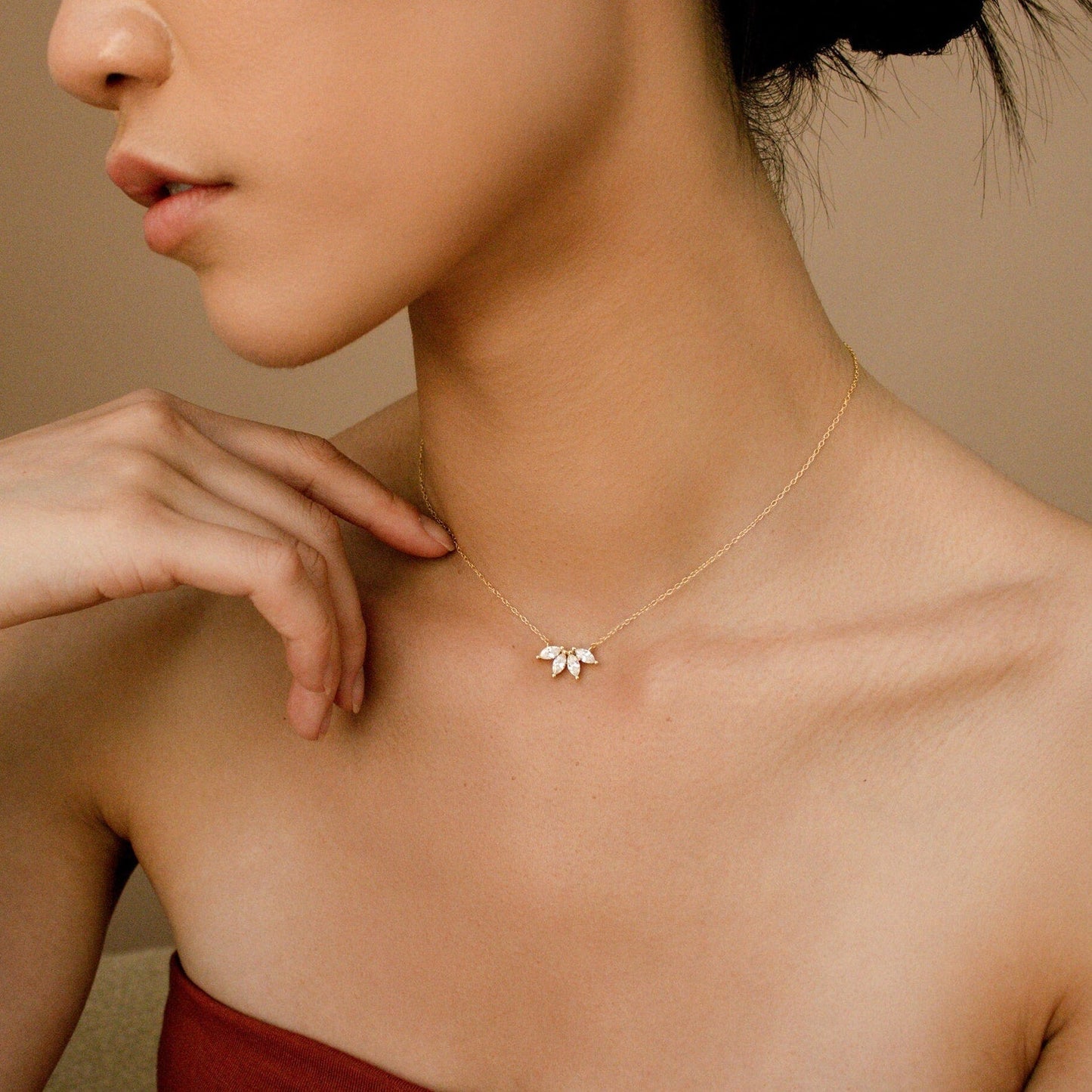 Collier diamant marquise - Pendentif marquise incrusté