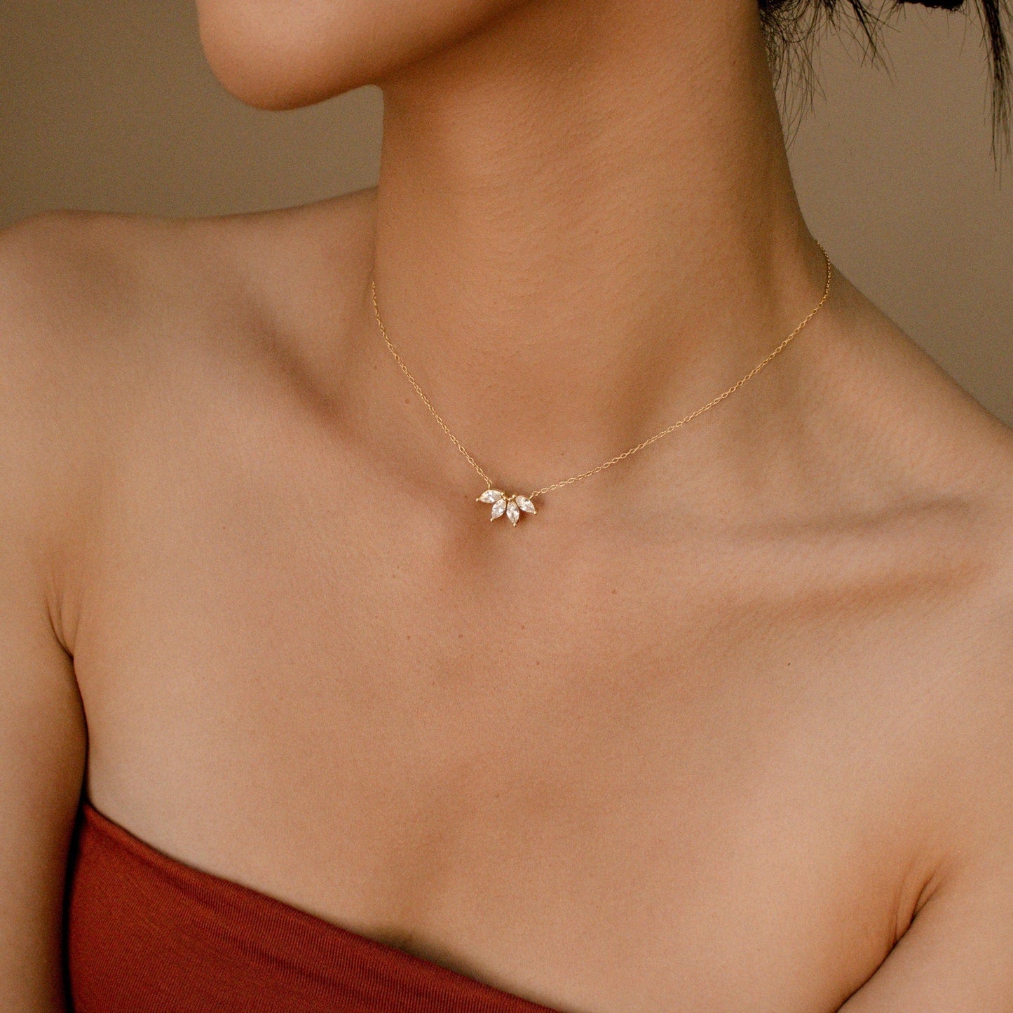 Collier diamant marquise - Pendentif marquise incrusté