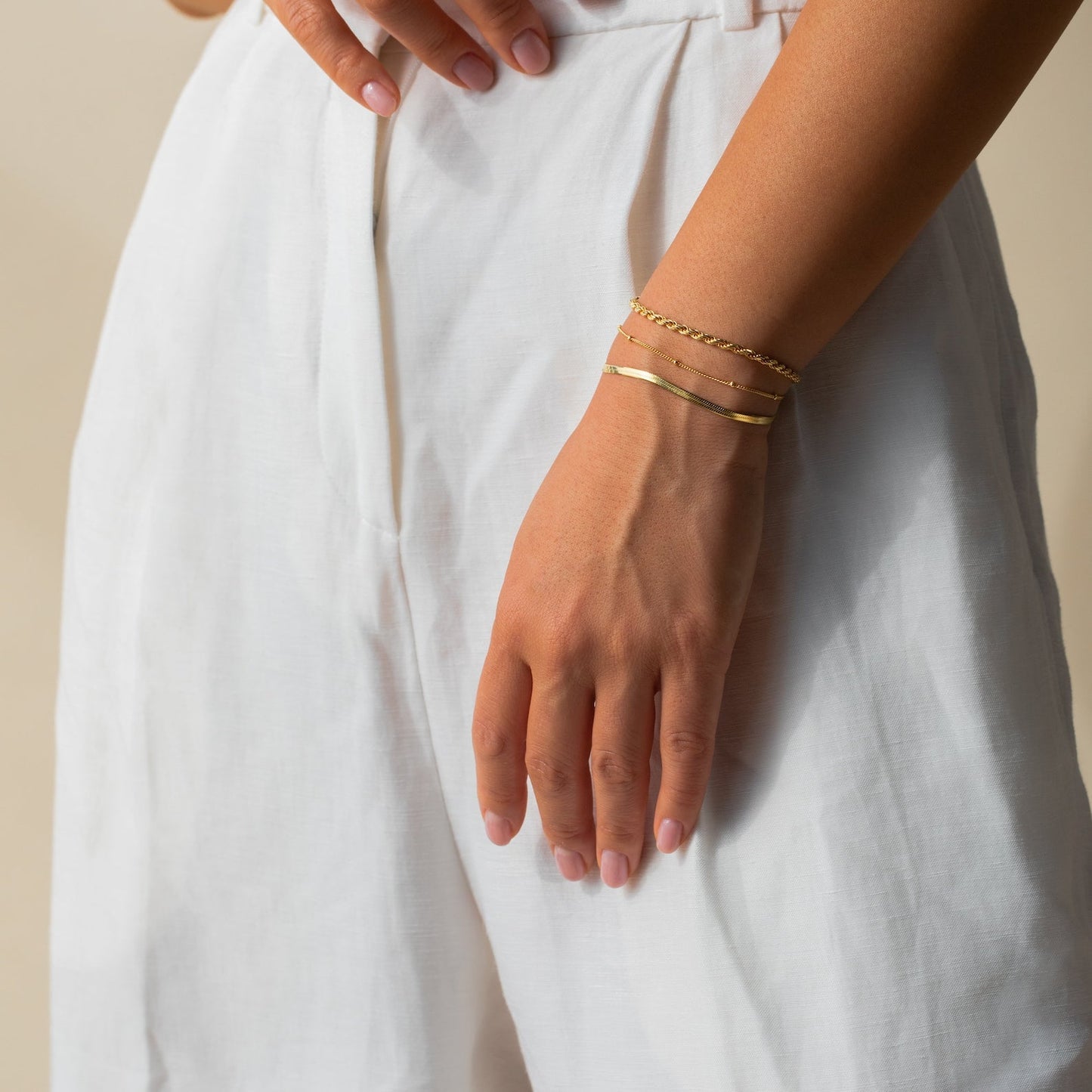 Bracelets en chaîne - Bracelets superposés minimalistes