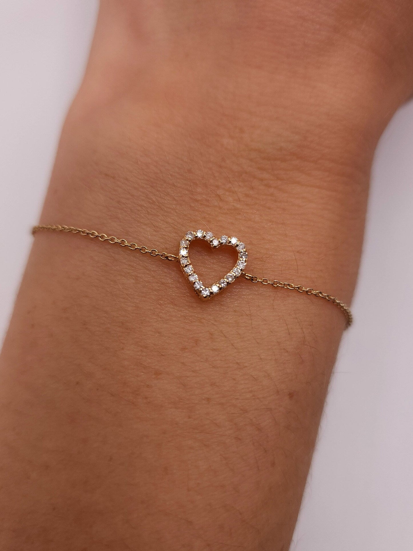 Bracelet en or avec cœur ouvert