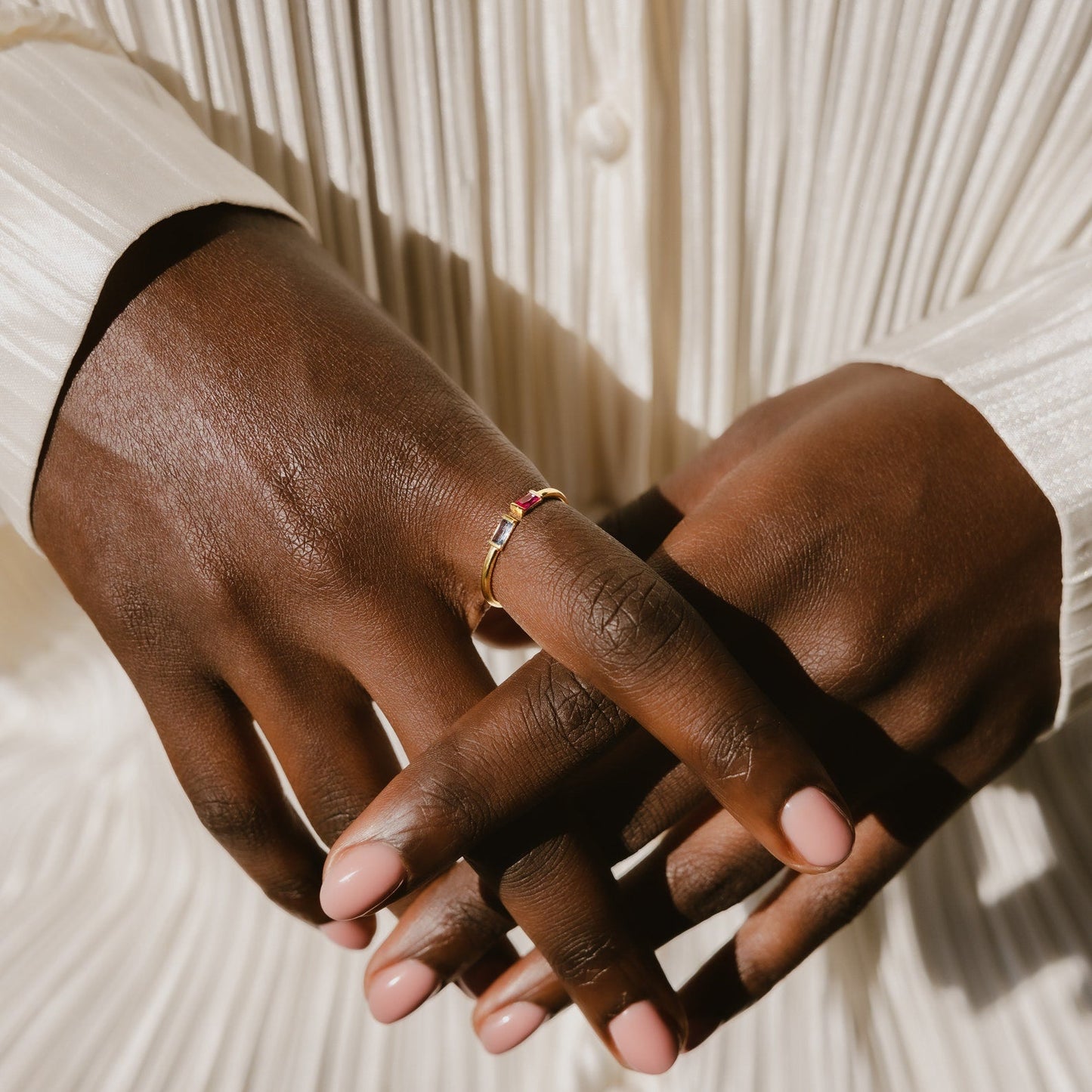 Zyra – Bague Duo Baguette Pierre de Naissance