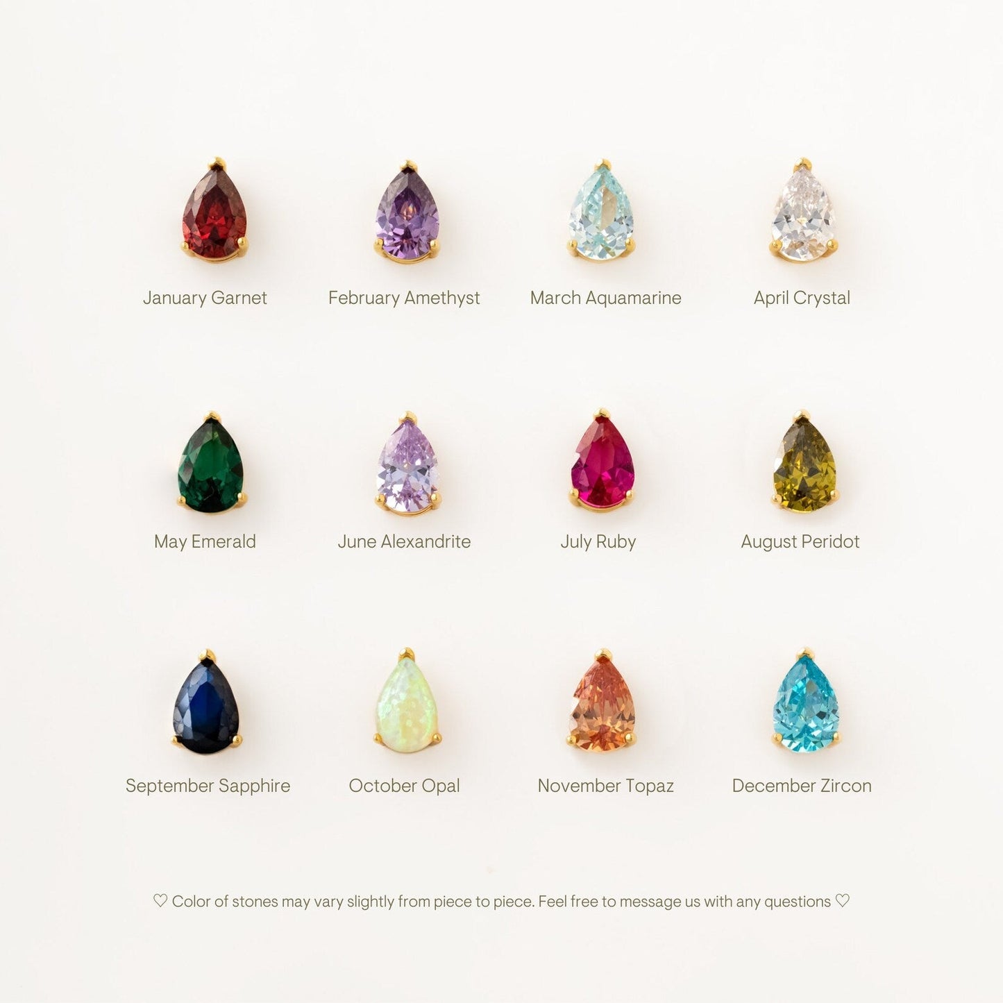 Créoles Pendantes avec Pierre de Naissance - Boucles d'Oreilles en Strass