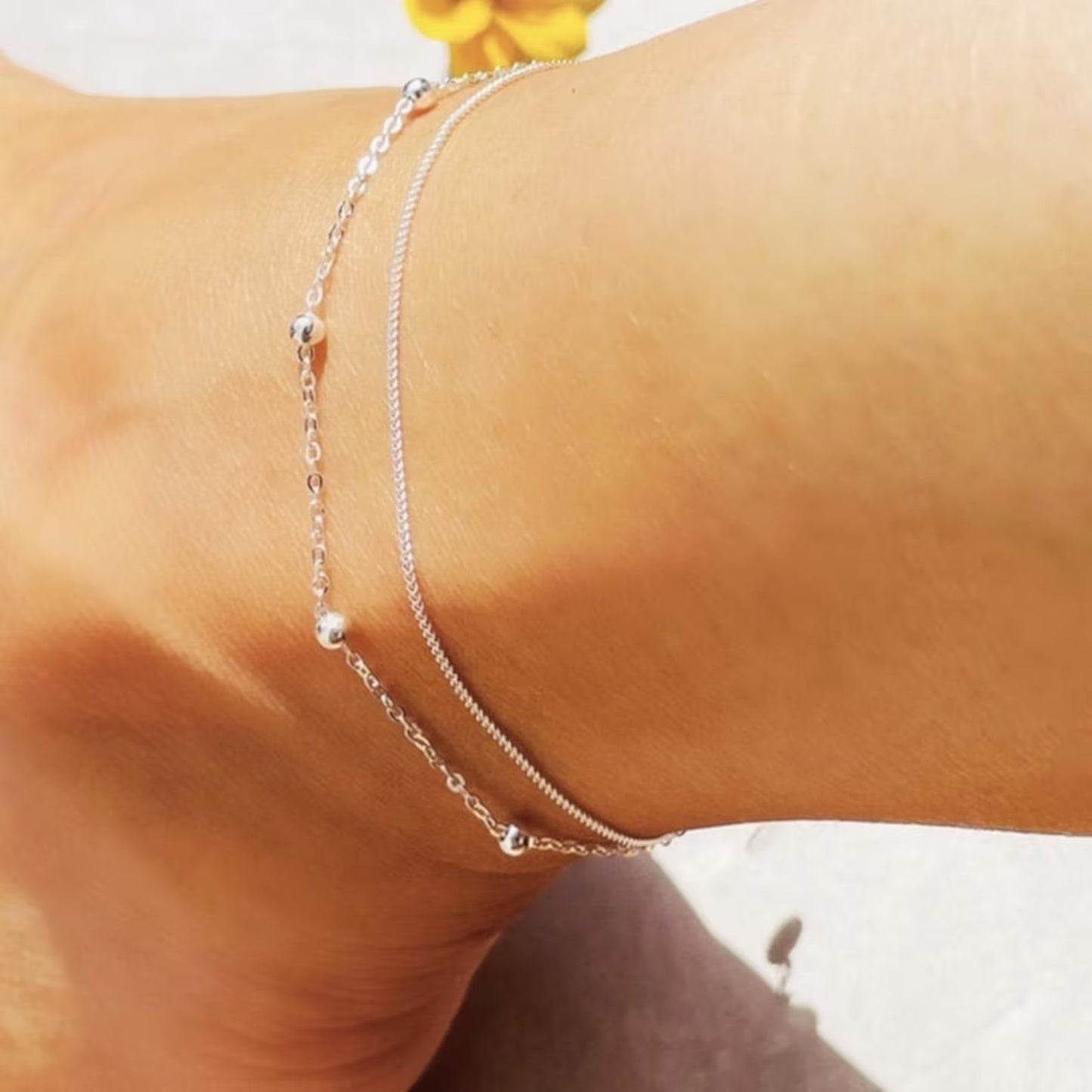 Chaîne de cheville en argent 2 styles