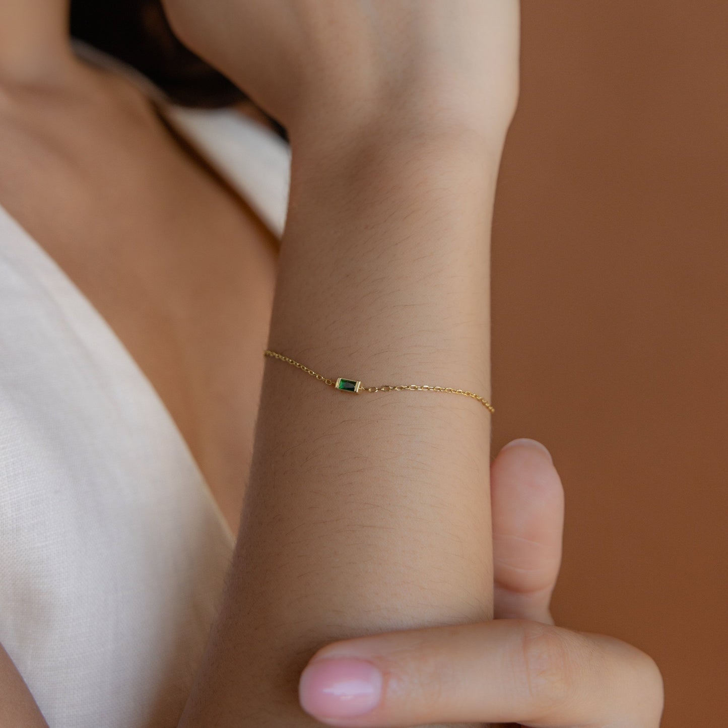 Sophie – Bracelet Baguette avec Pierre de Naissance