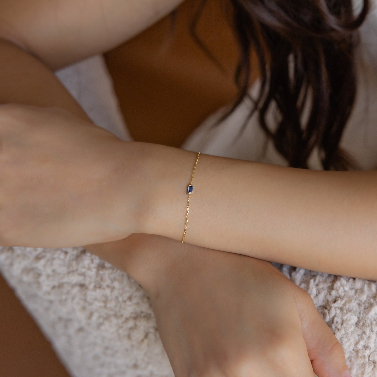 Sophie – Bracelet Baguette avec Pierre de Naissance