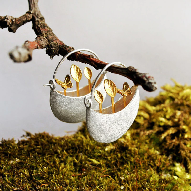 Florella – Boucles d'Oreilles Florales en Argent et Or