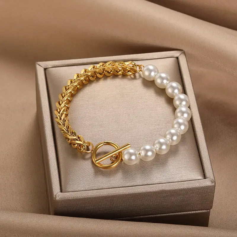 Cassia – Bracelet Doré Élégant à Perles