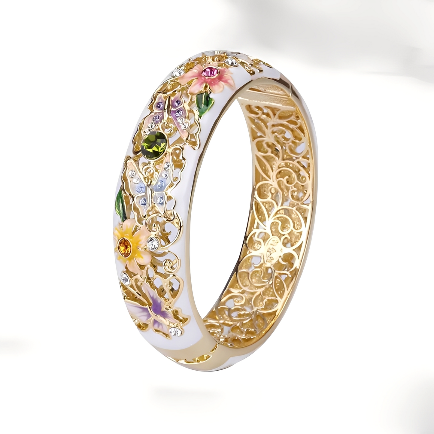 Flavie – Bague Rétro Or Motif Nature