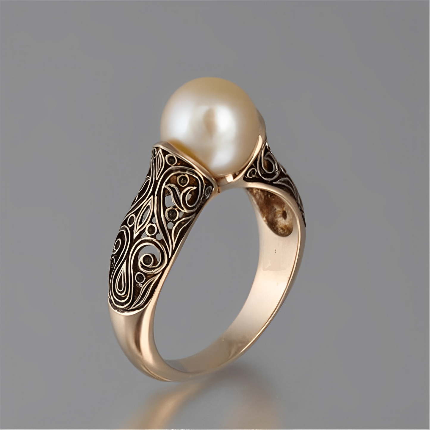 Althéa – Bague Dorée Vintage avec Perle Élégante