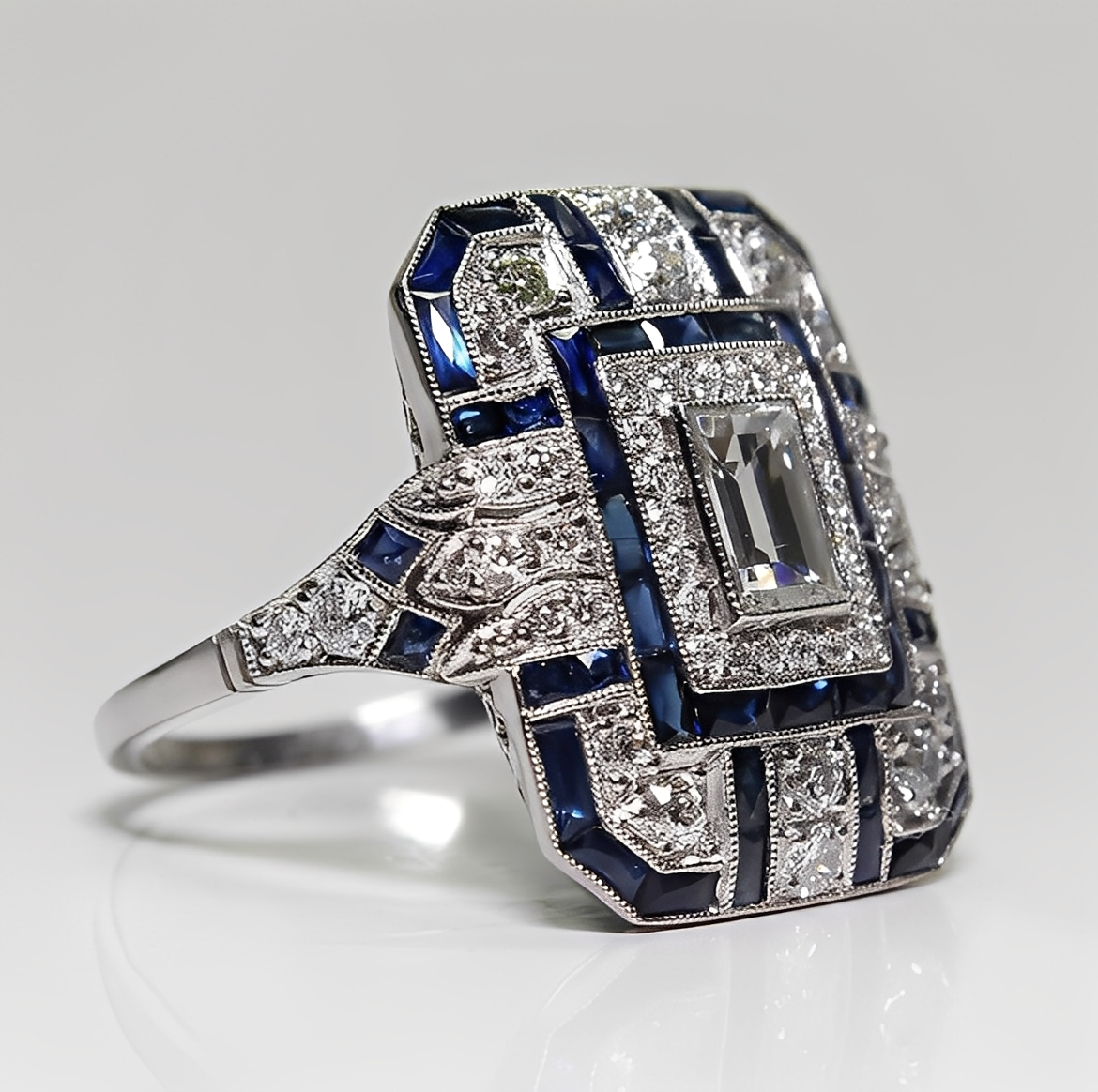 Mathilde – Bague Argent & Zircon Bleu Vintage