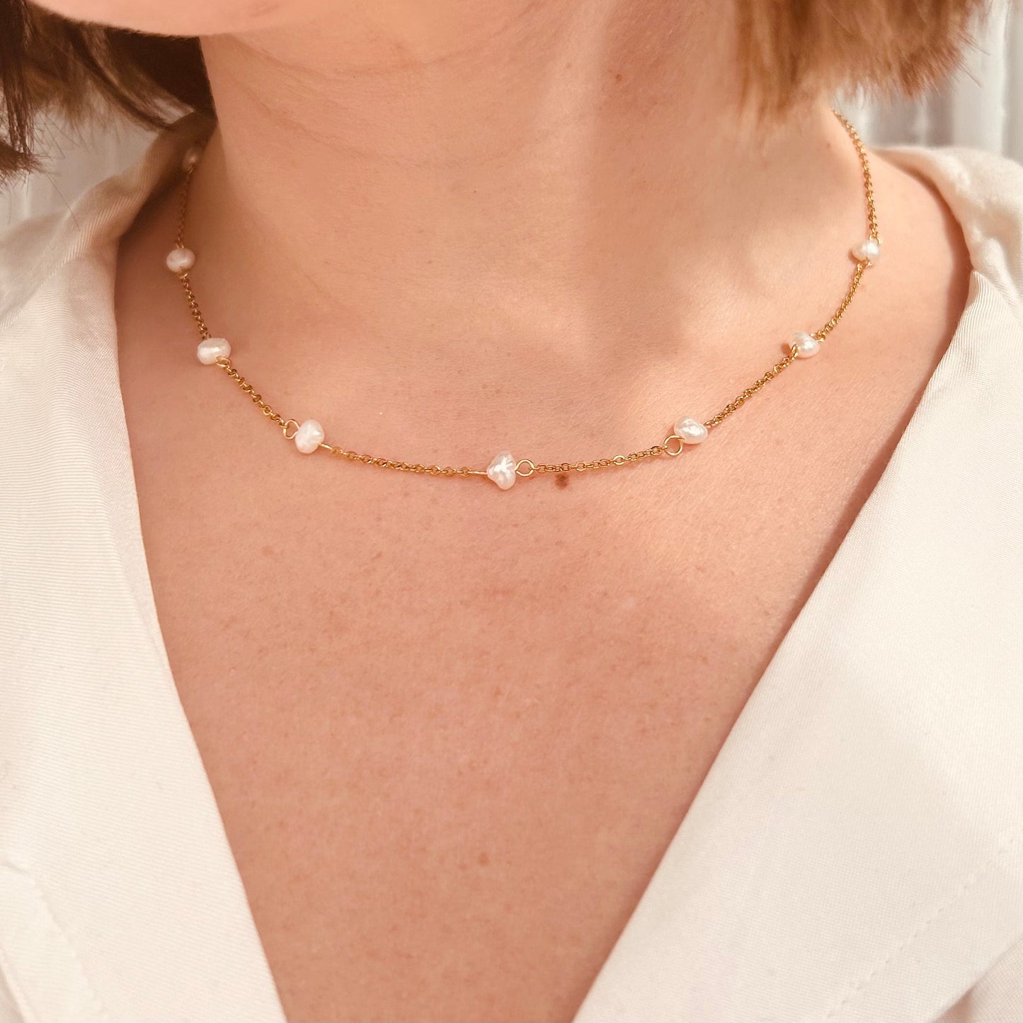 Collier perles dorées - Collier de tous les jours
