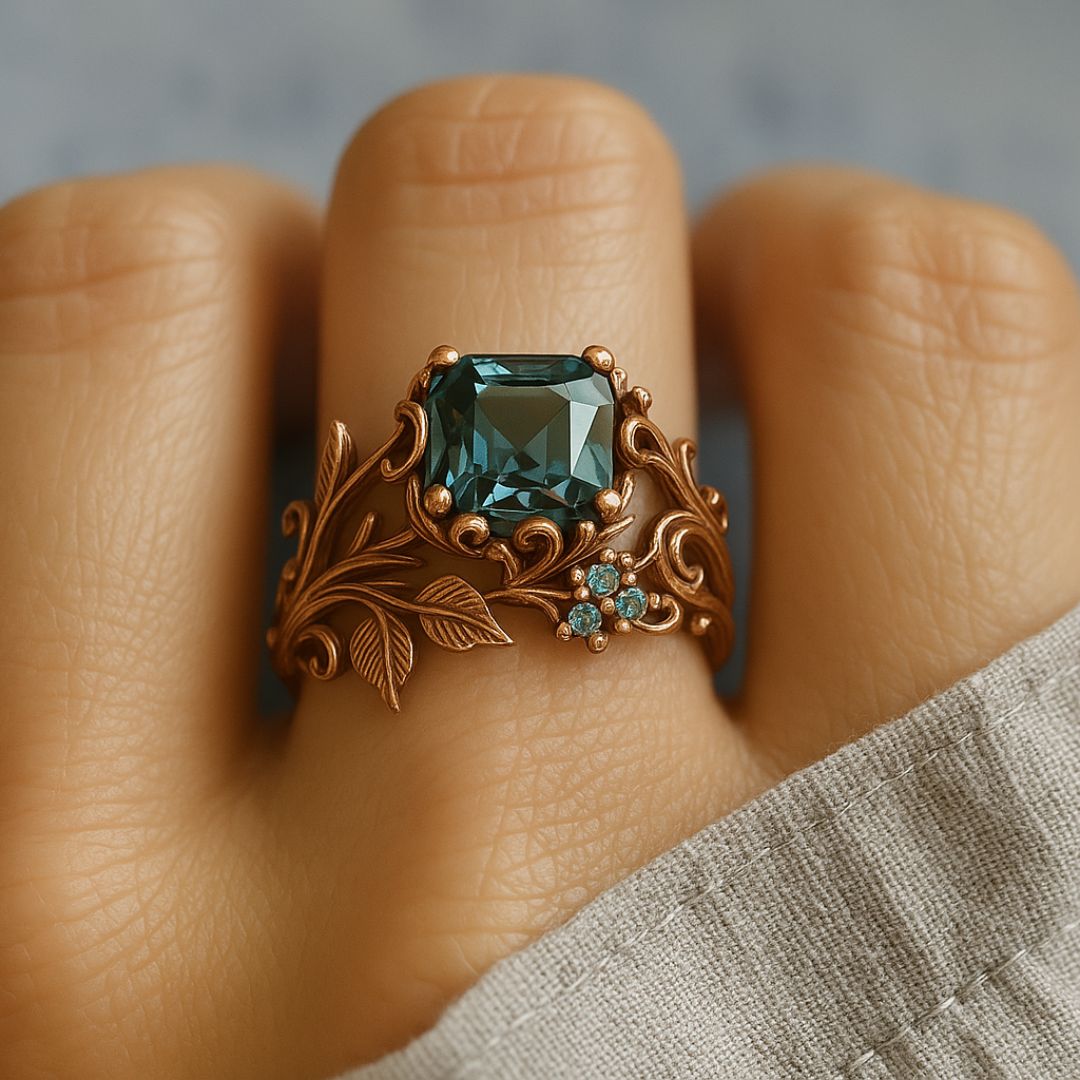 Esmerelle – Bague Cristal Verte au Charme Naturel