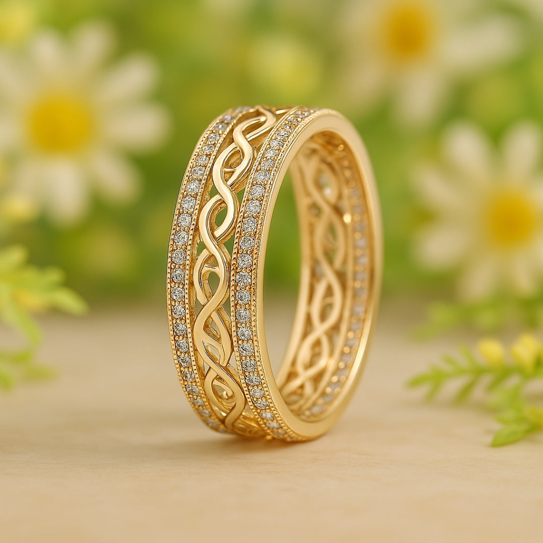 Jevy – Bague Dorée Ajourée Brillante
