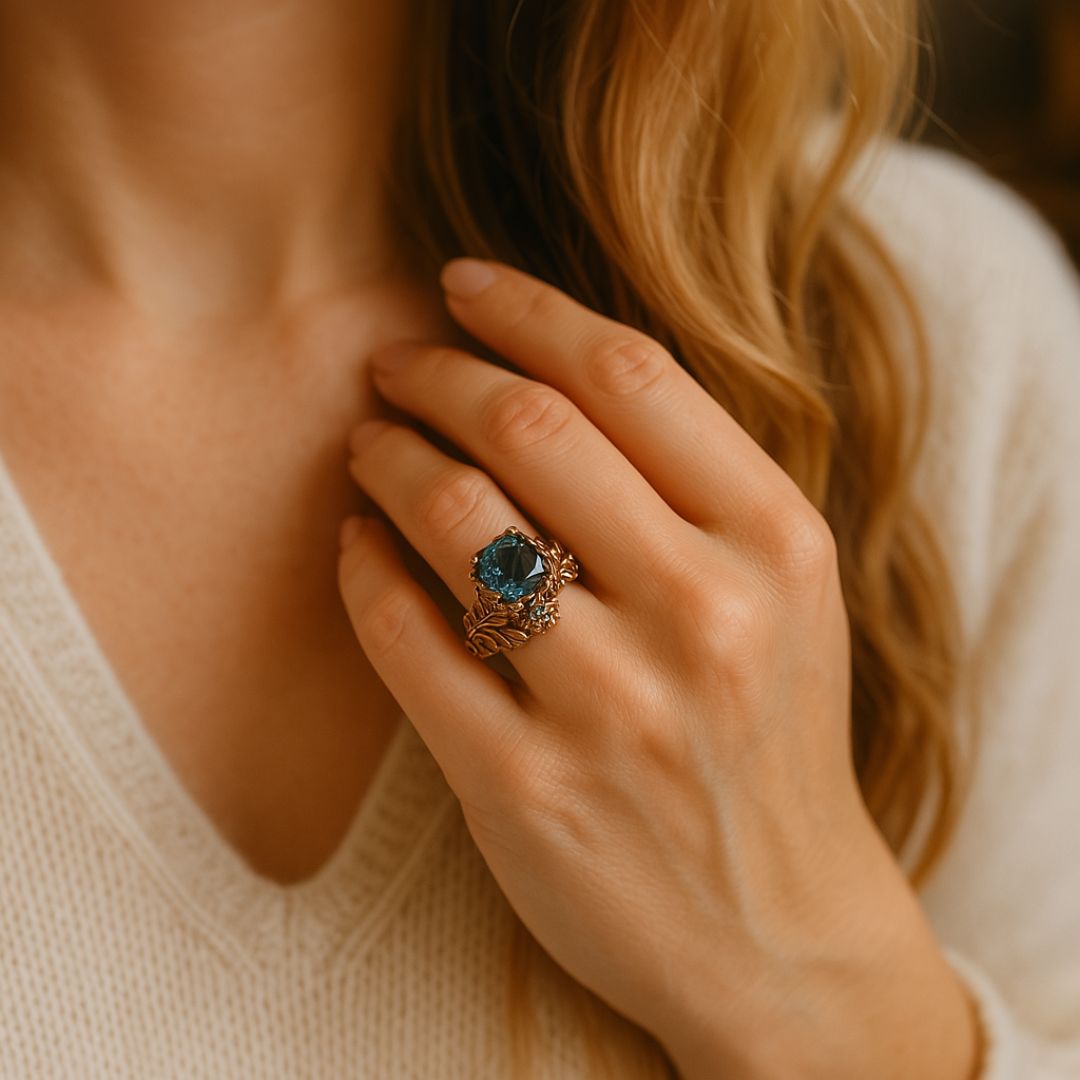 Esmerelle – Bague Cristal Verte au Charme Naturel