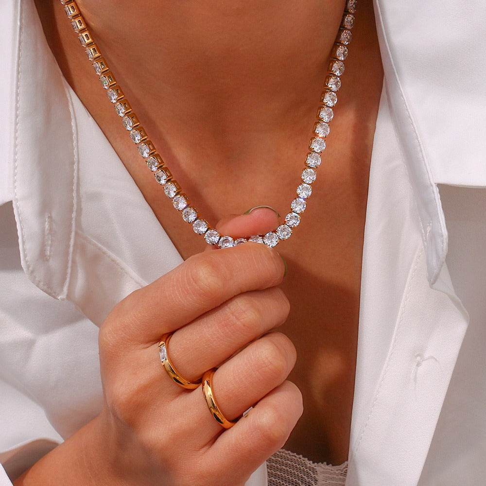 Linnea – Collier Tennis Doré avec Pierres Étincelantes