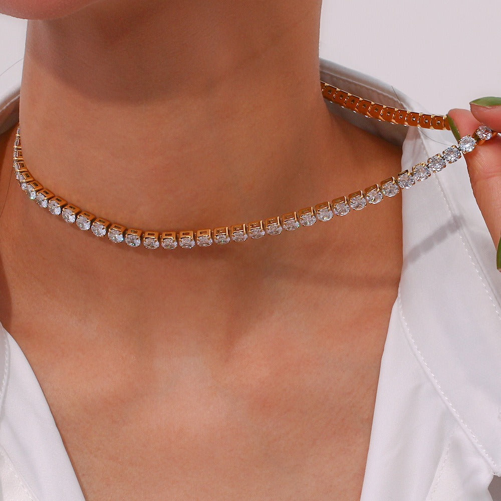 Linnea – Collier Tennis Doré avec Pierres Étincelantes