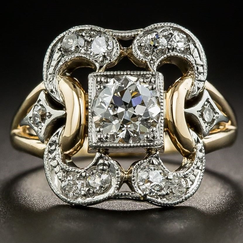 Leila - Bague Vintage Dorée avec Zircon Étincelant