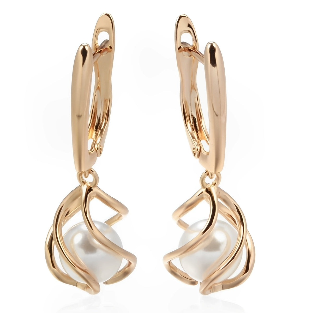 Elena – Boucles d'Oreilles Élégantes de Perles en Or