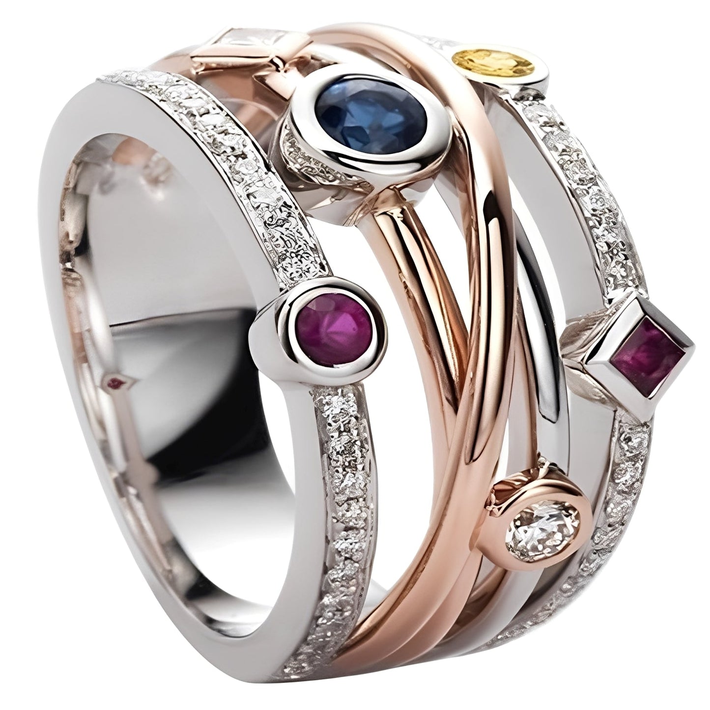 Jisoo – Bague Vintage Creuse avec Zircons de Couleurs