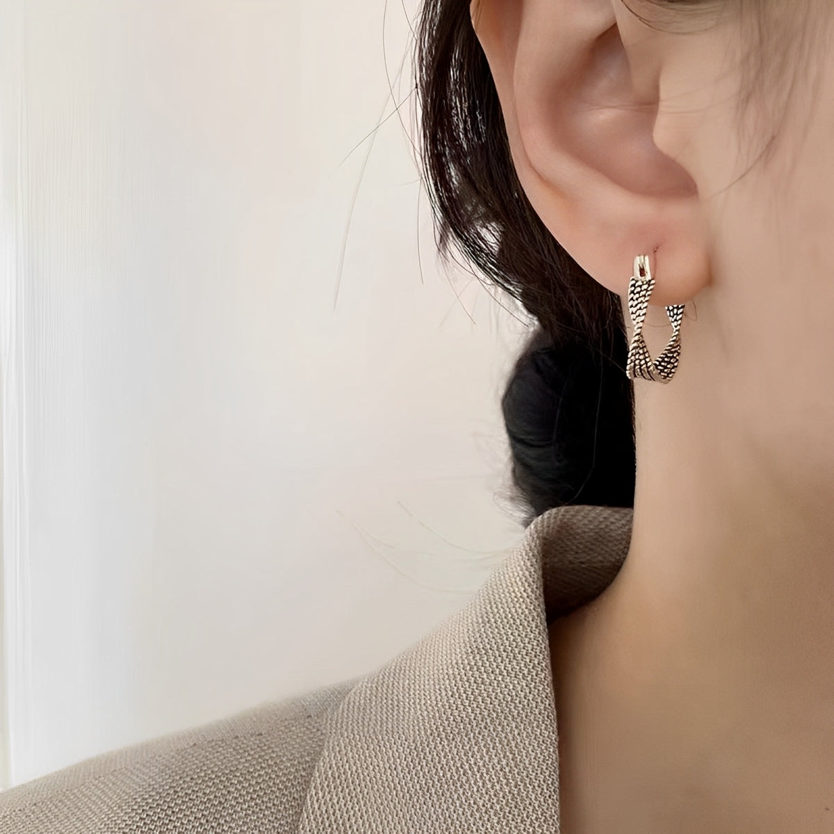 Dakota – Boucles d'Oreilles Vintage en Maille Argent