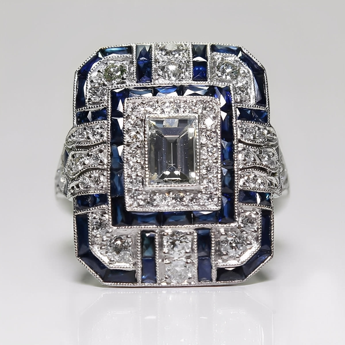 Mathilde – Bague Argent & Zircon Bleu Vintage