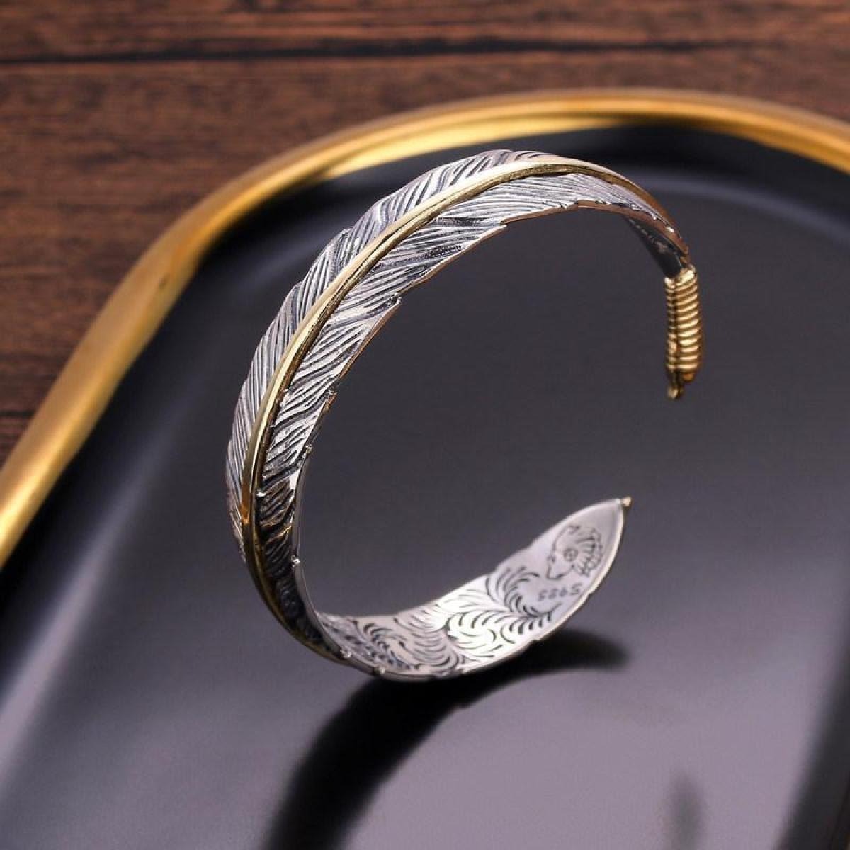 Jessica – Bracelet Manchette Plume Vintage