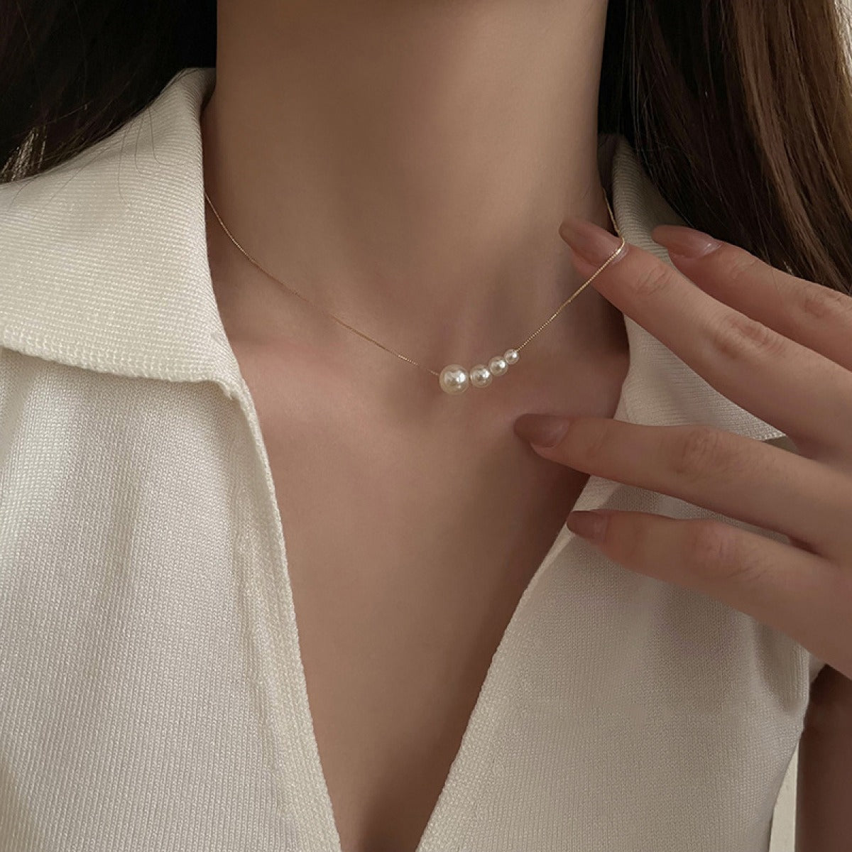 Camille – Collier Doré et Perles