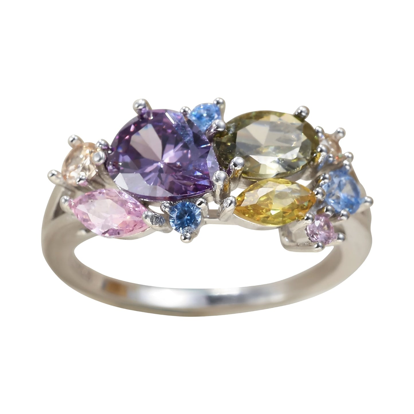 Clarine – Bague Vintage en Argent avec Cristaux de Couleurs