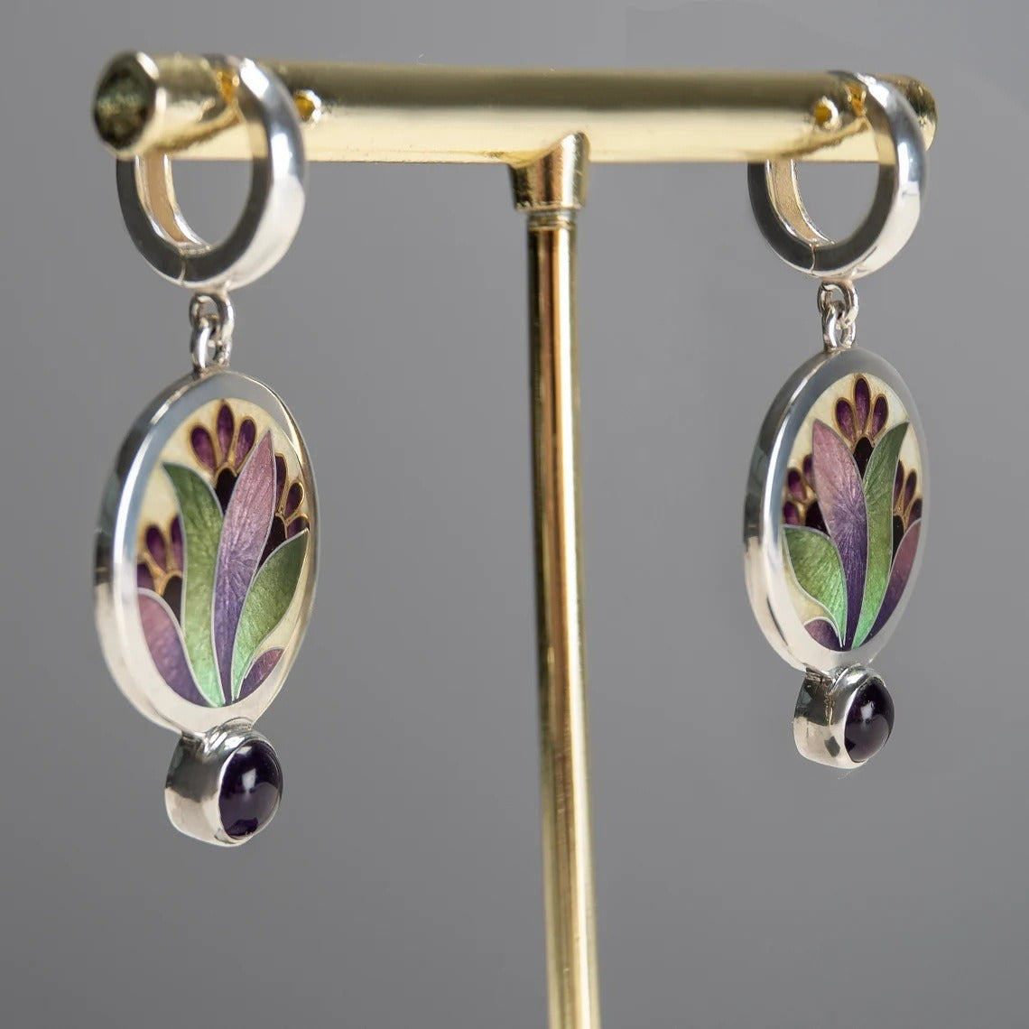 Lorna – Boucles d'Oreilles Boho avec Cristaux Violets en Argent Sterling