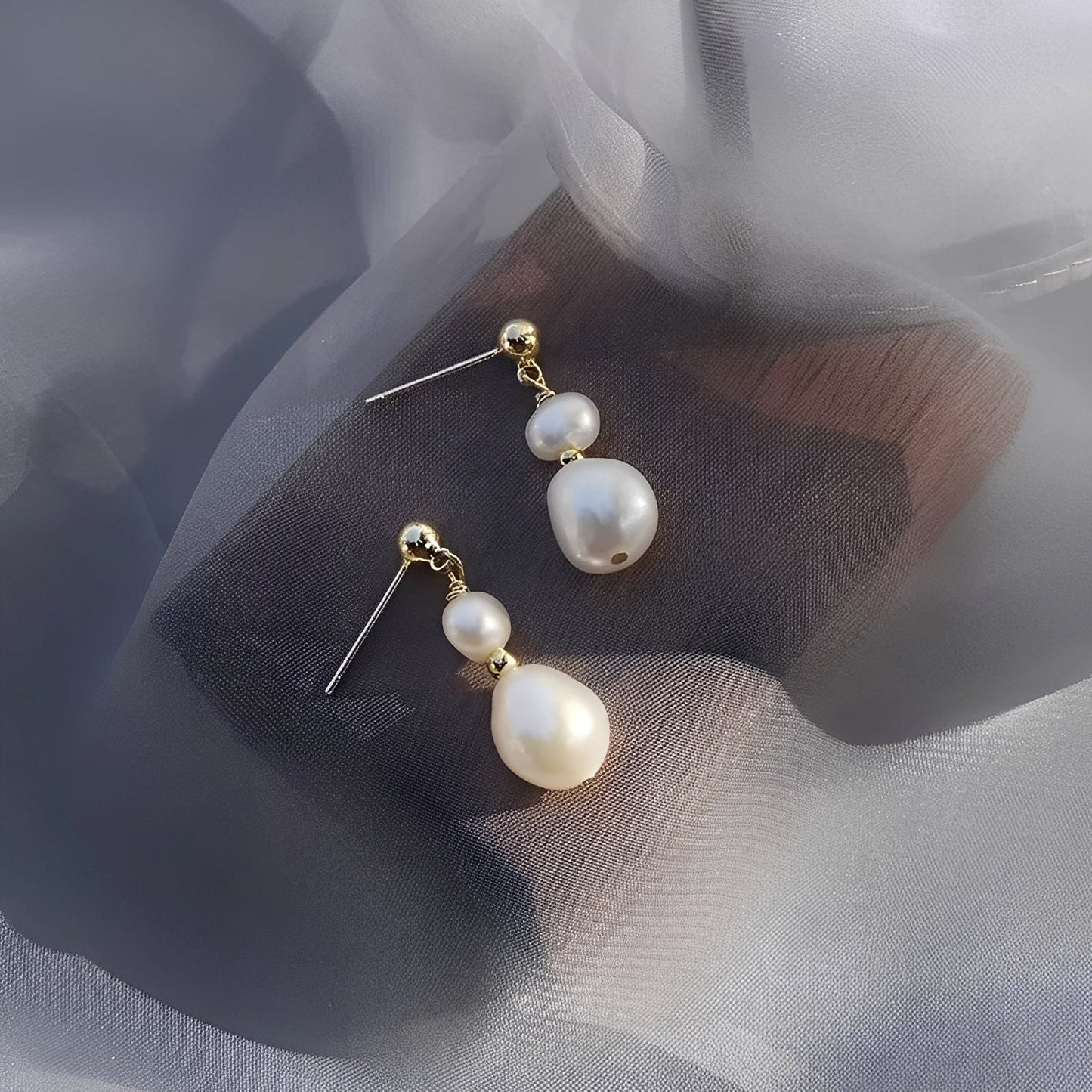 Dalia – Boucles d'Oreilles Vintage en Argent avec Perles