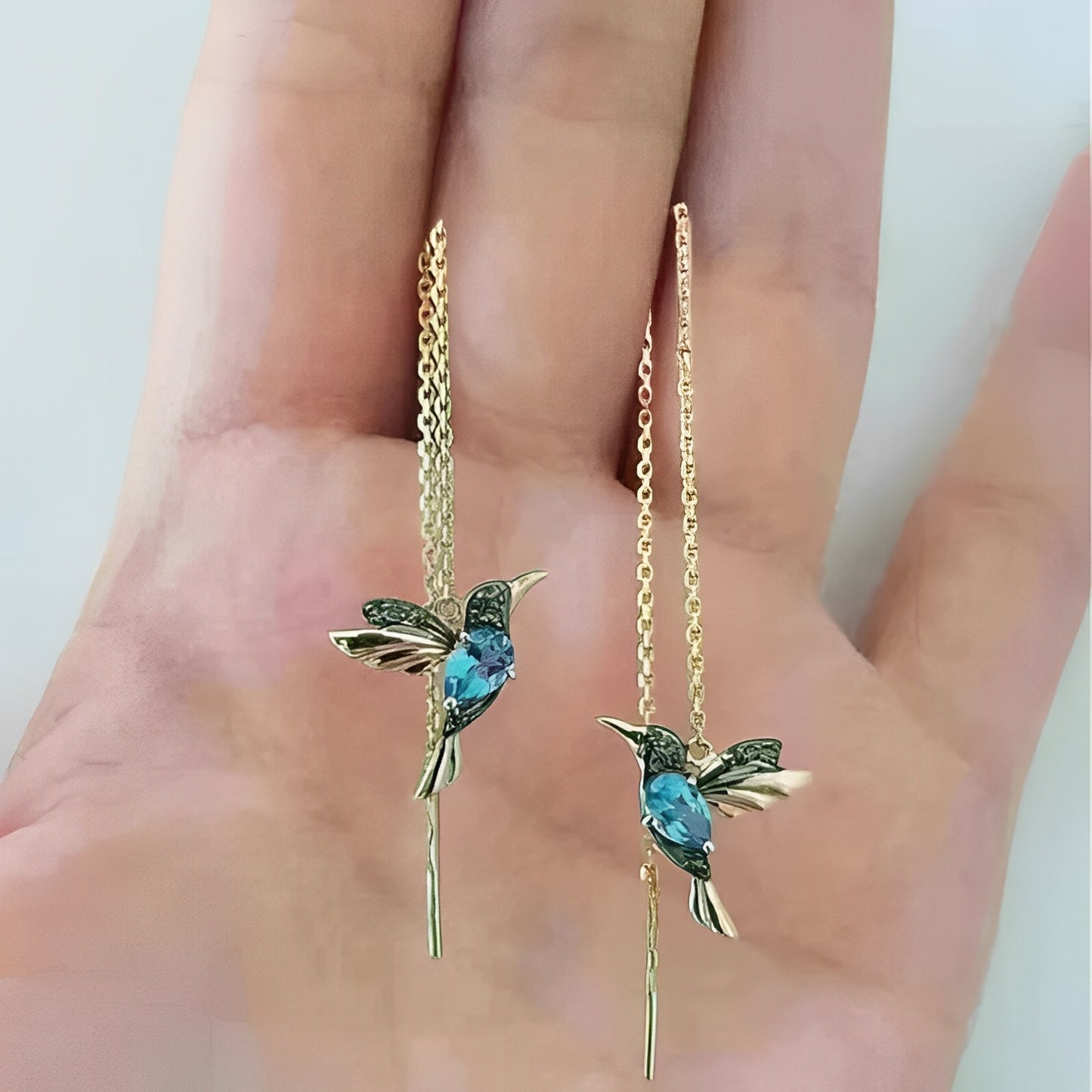 Whitney – Boucles d’Oreilles Colibri en Émail et Zircon