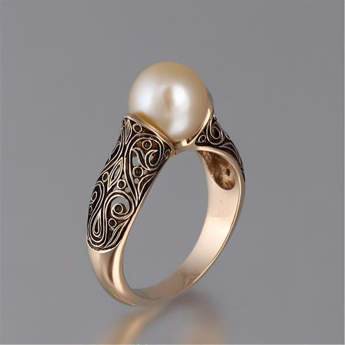 Isabelle – Bague Vintage Dorée à Perle