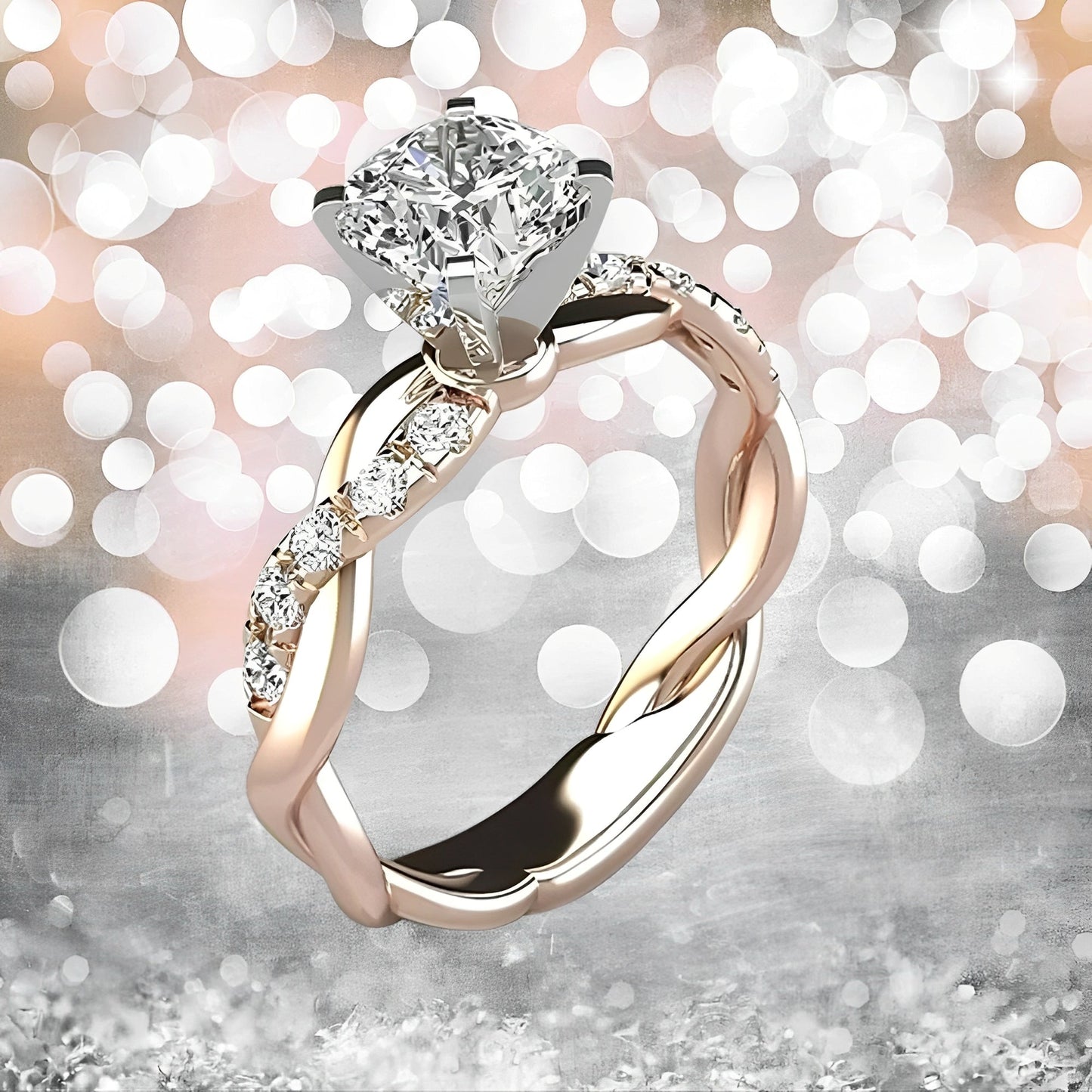 Zayna – Bague Tressée Vintage avec Circon Brillant