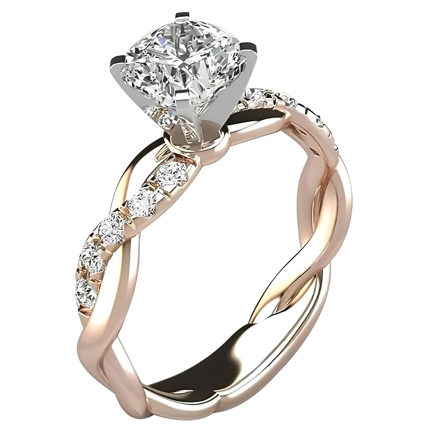 Zayna – Bague Tressée Vintage avec Circon Brillant